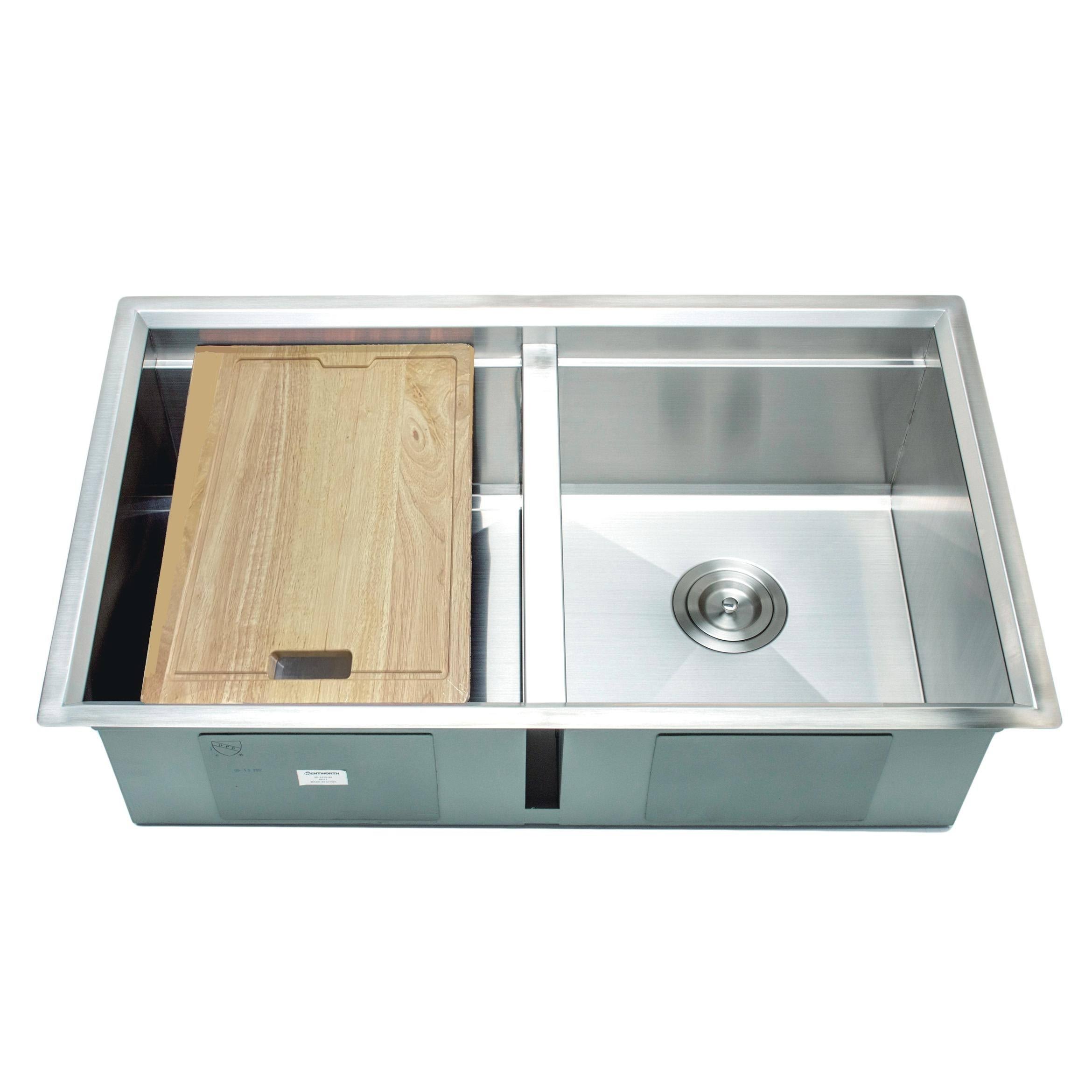 Wells Sinkware 3D Series 32-Inch Undermount 50-50 Double Stainless Steel Kitchen Sink w/ Companion Colander and Cutting Board