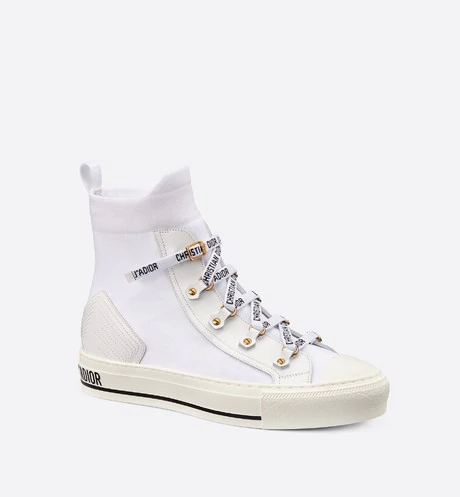 Walk'n'Dior High-Top Sneaker White Technical Mesh and Calfskin