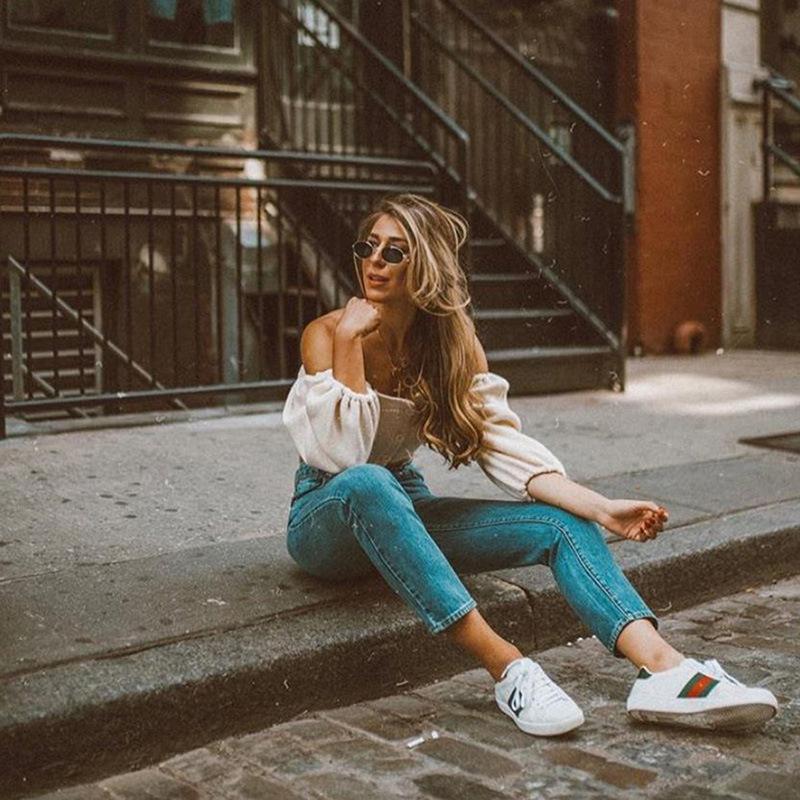 Sexy Off Shoulder Slash Neck Long Sleeve Button Knitted Tops