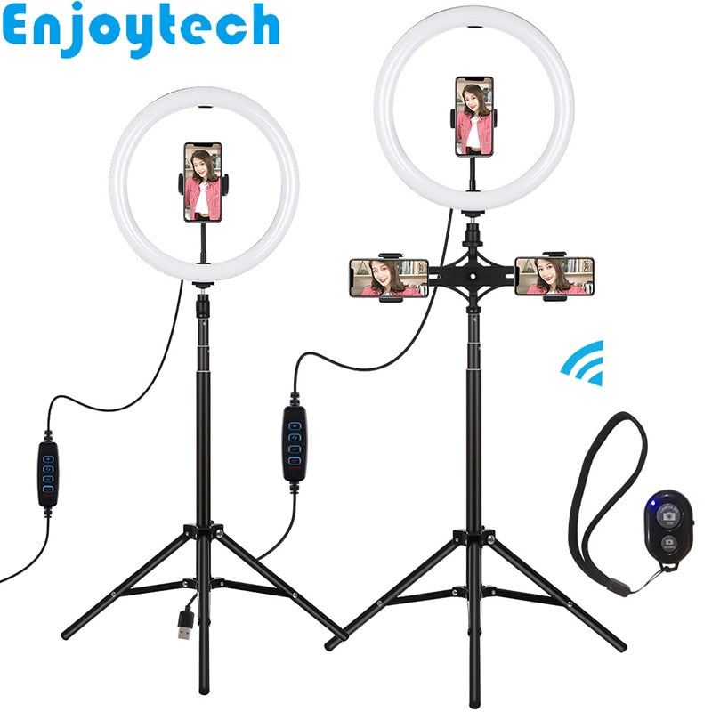 Stands Holder Extendable Tripod with 30cm LED Ring Flash Light Lamp for Youtube Tik tok Live Video Blogger