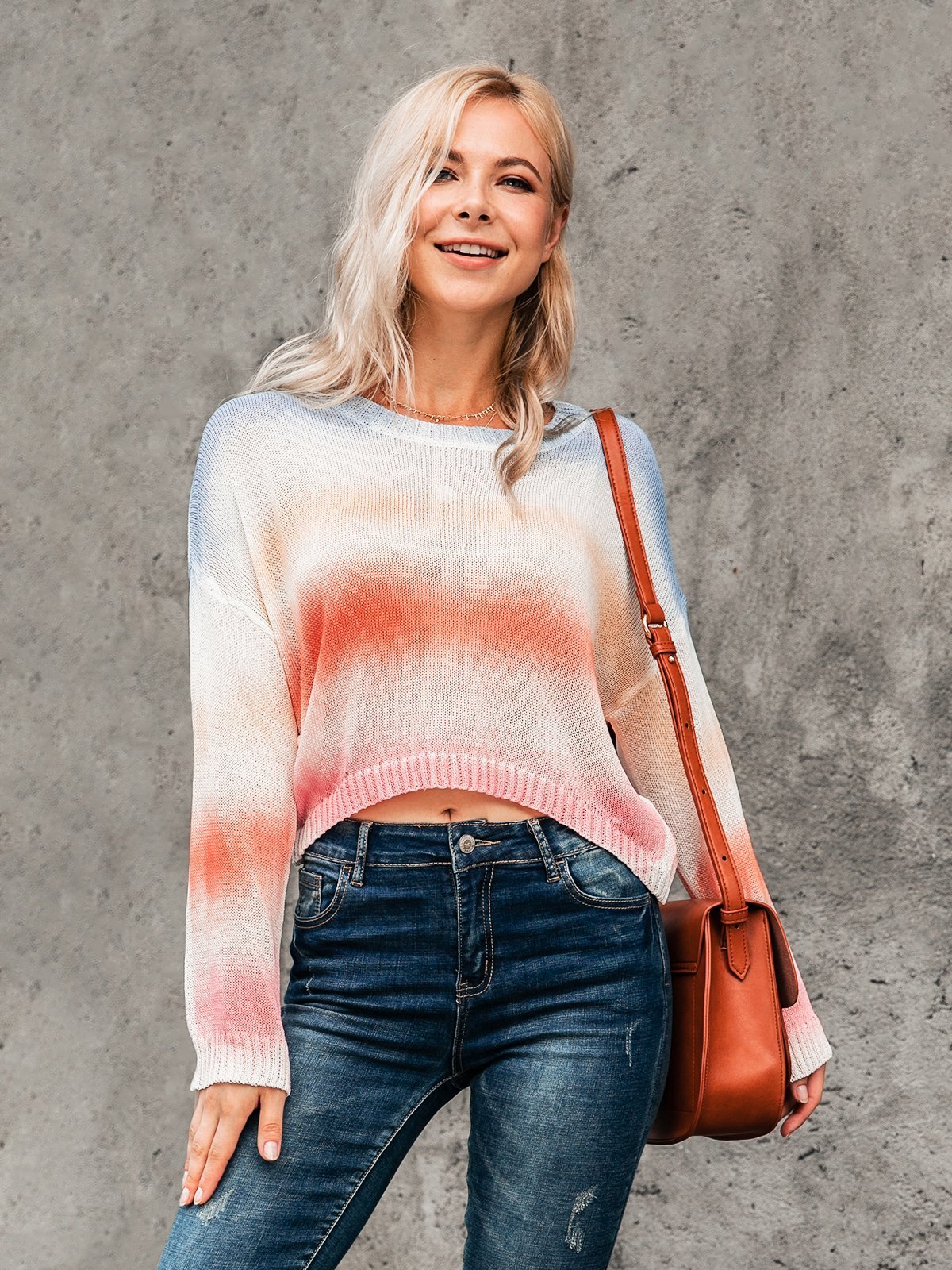 Multicolor Sweet & Cute Knitted Scoop Neckline Shirts & Tops