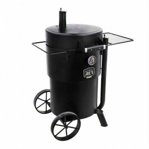 19202089 Oklahoma Joe’s Bronco Barrel Drum Smoker, Porcelain-Coated Steel,