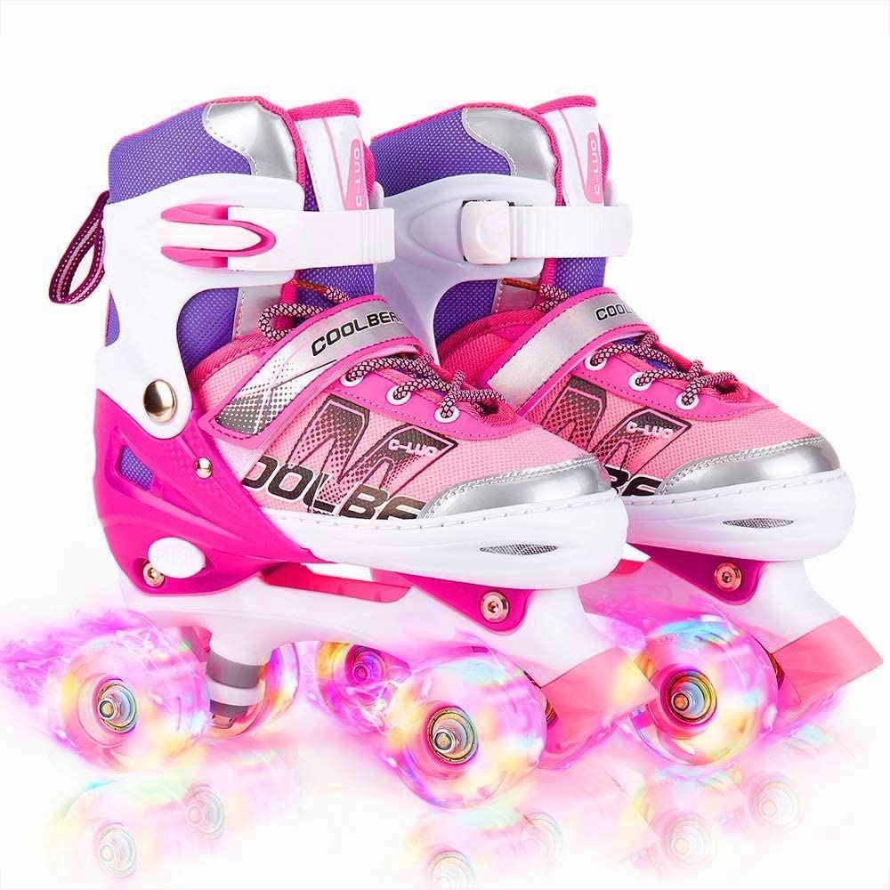 Otw-Cool Adjustable Roller Skates for Girls and Women, Medium-(13-3 US) / Pink & Black