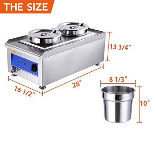 Food Warmer with Dual 7L Pots Stainless Steel Countertop