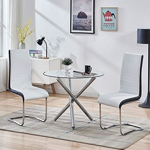 Modern Dining Chairs Set, White Black Side Dining Room Chairs