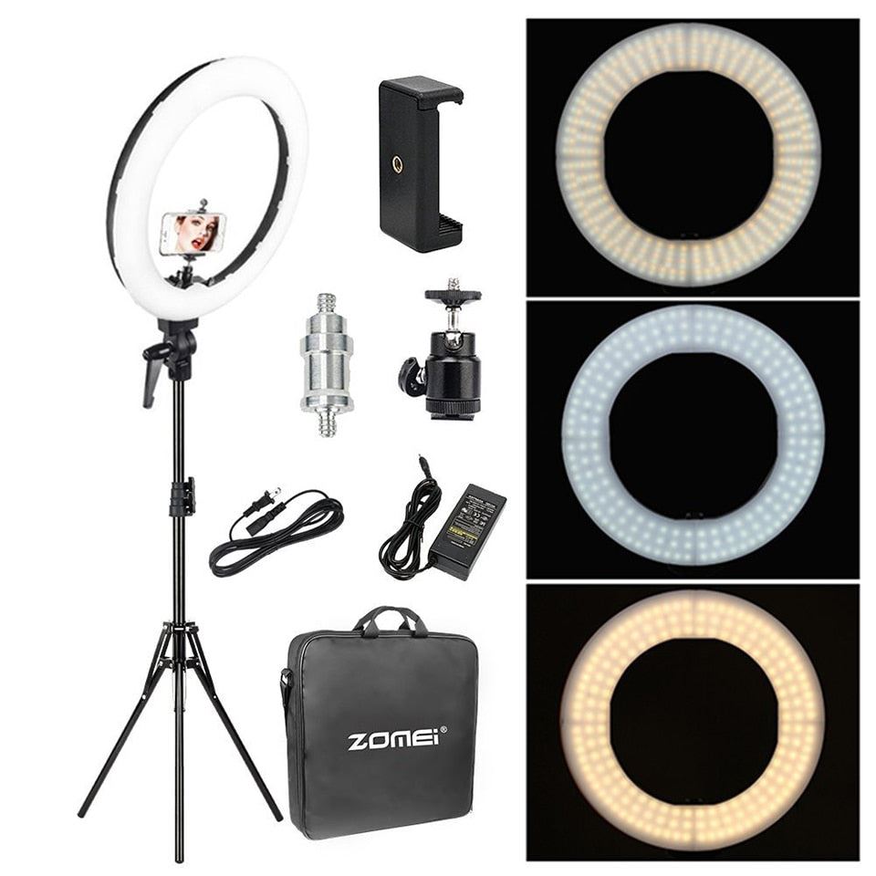 18 inch LED Ring Light Dimmable Photographic Lighting Studio Video light 3200-5600K for phone Makeup