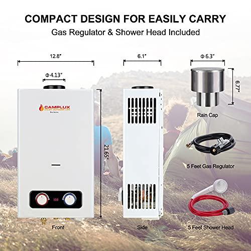 Propane Water Heater, Camplux Tankless Gas Water Heater, 2.64 GPM Instant Water Heater