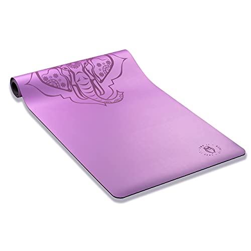 Modern Body Extra Thick Yoga and Fitness Mat �?Natural Eco Friendly Rubber- Elephant  Purple