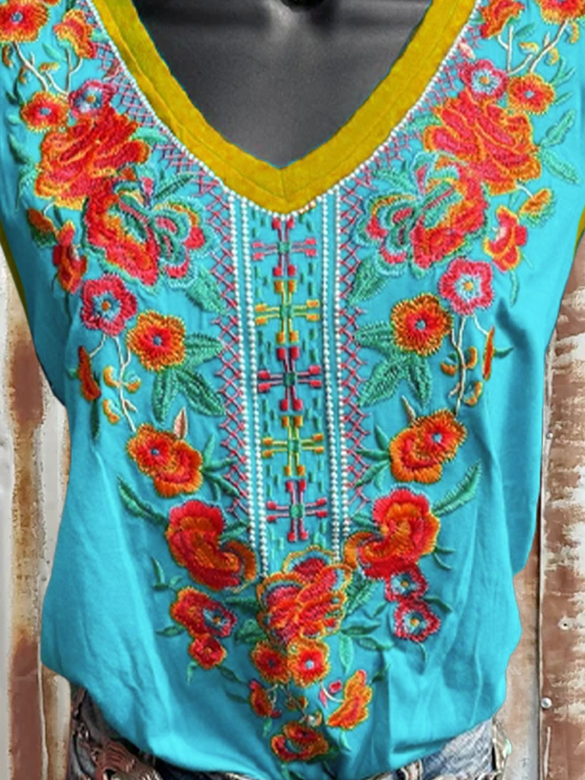 Holiday Sleeveless V Neck Shirts & Tops