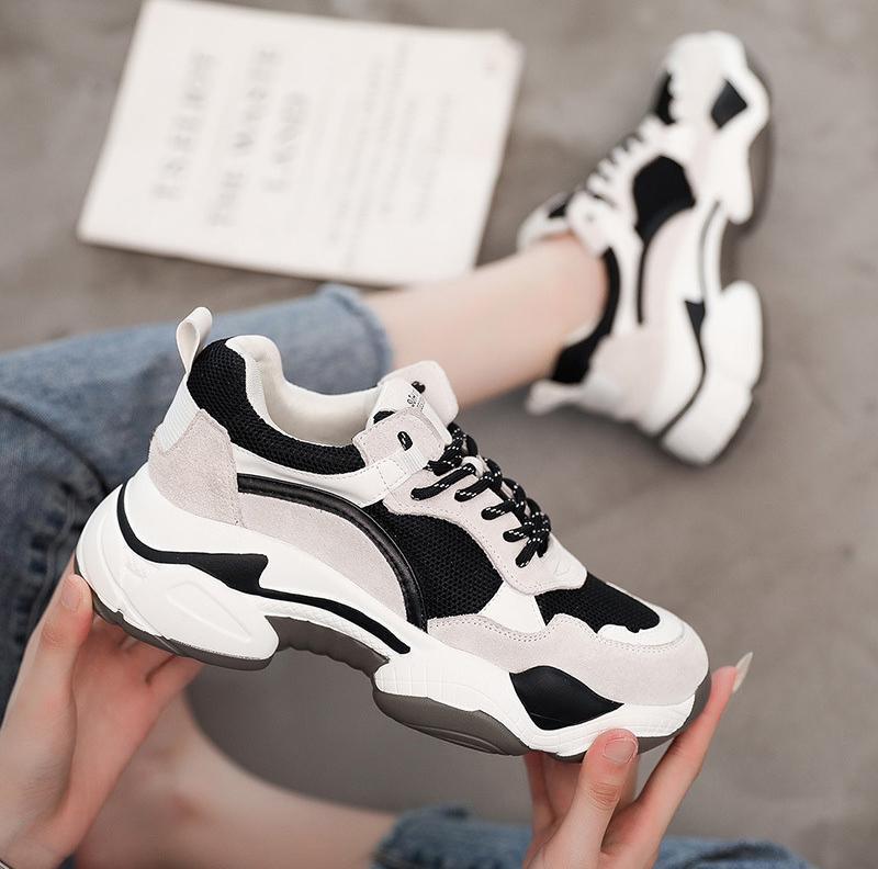 Contrast Thick-Soled Breathable Casual Sneakers