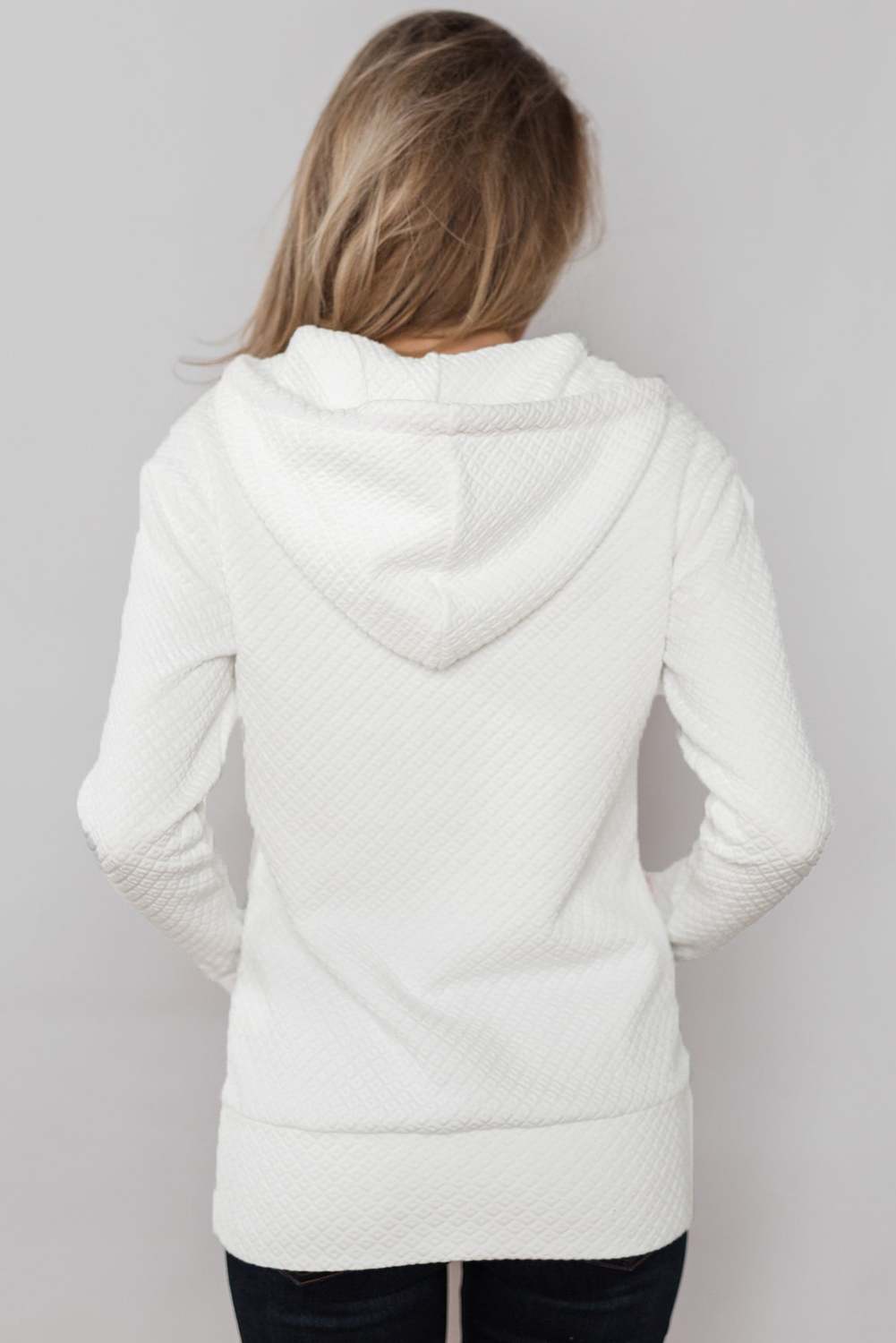 White Half-zip Quilted Ampersand Hoodie