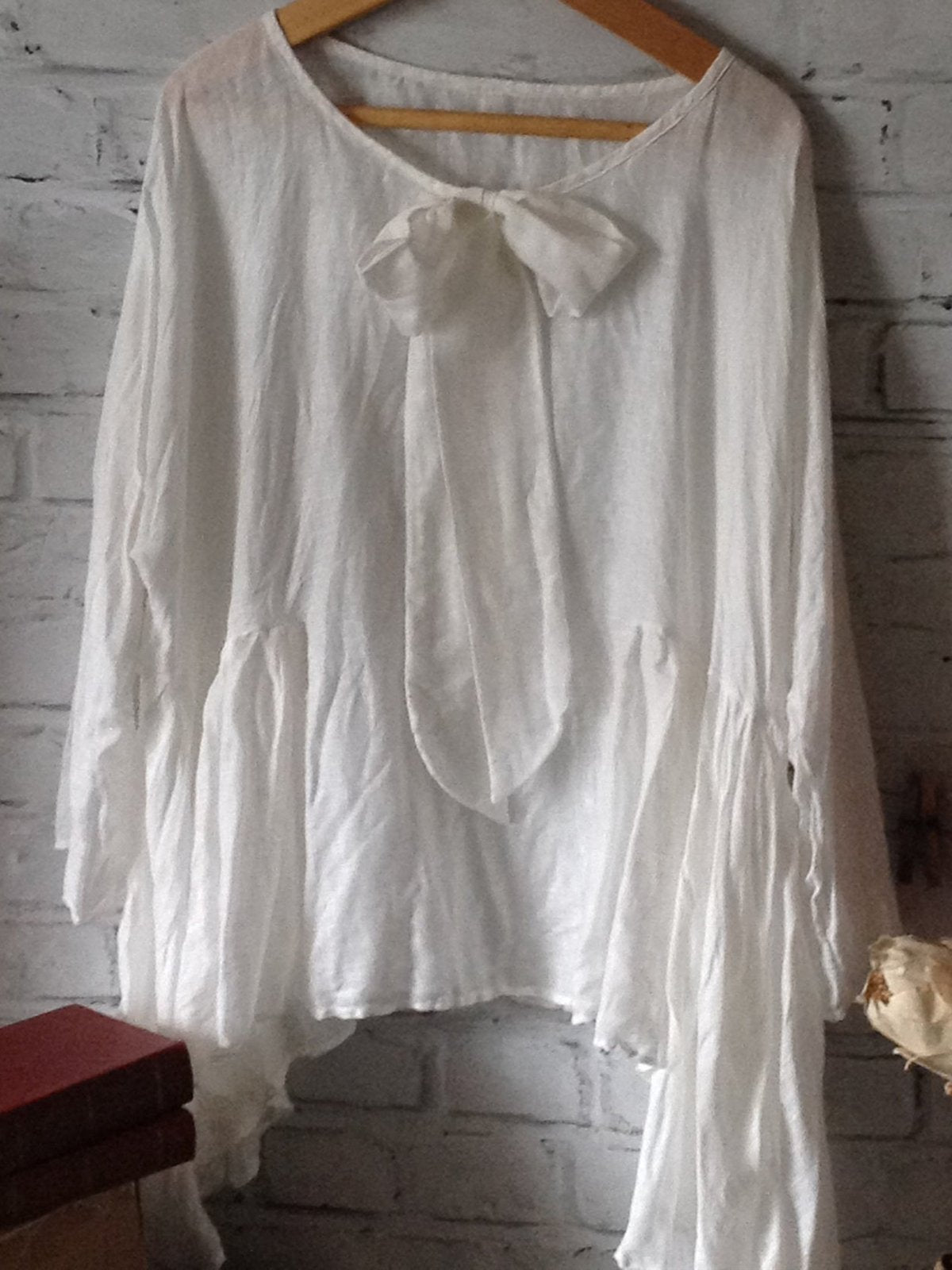 White Long Sleeve Shift Crew Neck Shirts & Tops