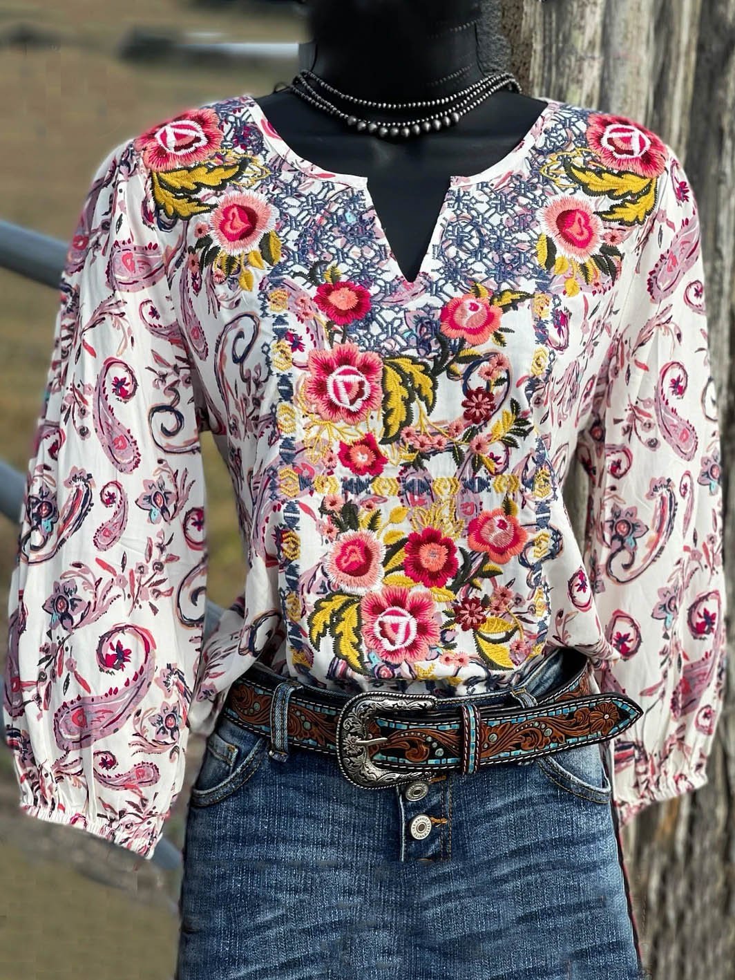 Paisley Vintage 3/4 Sleeve Shirts & Tops