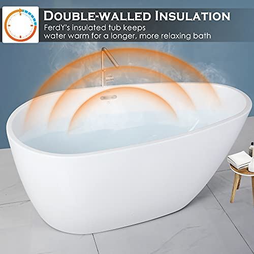 shaped Freestanding Soaking Bathtub, Glossy White, cUPC Certified