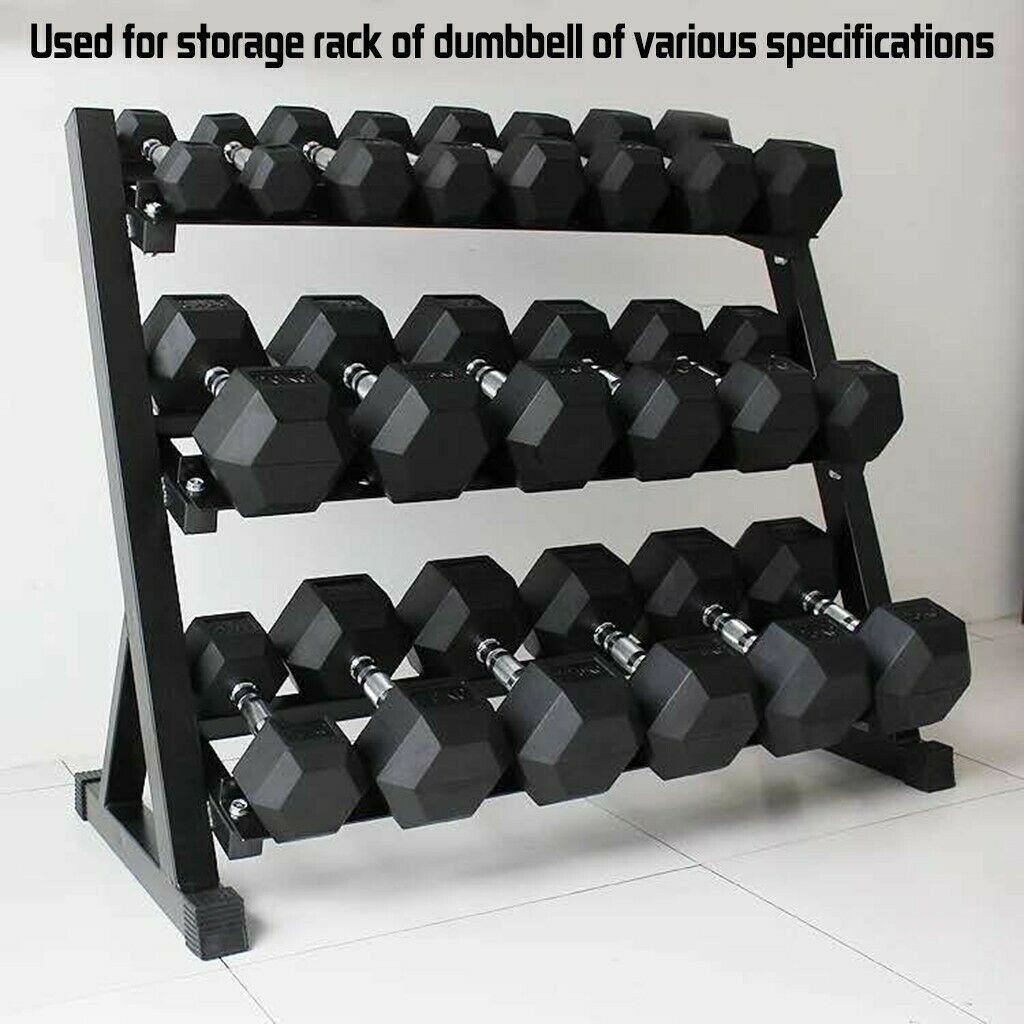 10Pair Rubber Dumbbells 5-50 lb with Dumbbells Rack Hexagonal Home Gym Equipment