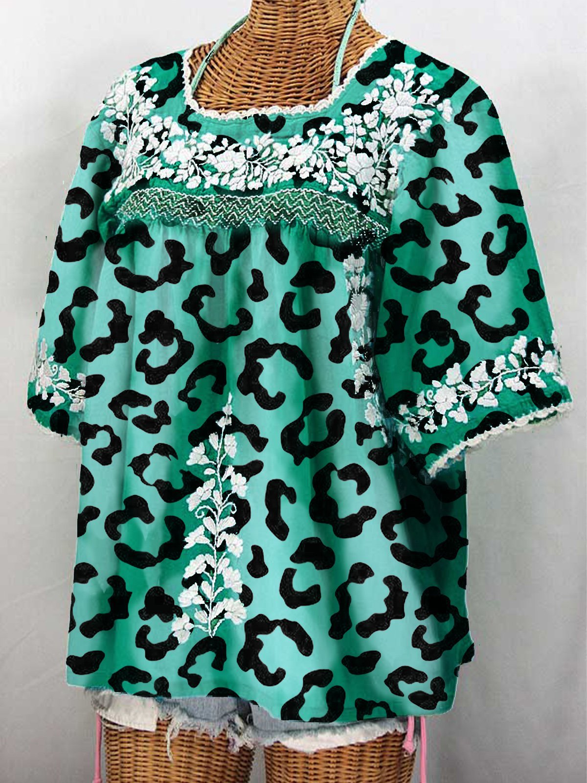 Short Sleeve Leopard Romantic Shirts & Tops