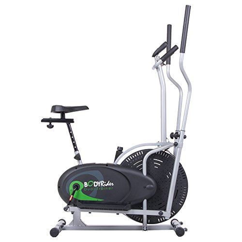 Body Rider Elliptical Trainer and Exercise Bike with Seat and Easy Computer-  Black & Grey
