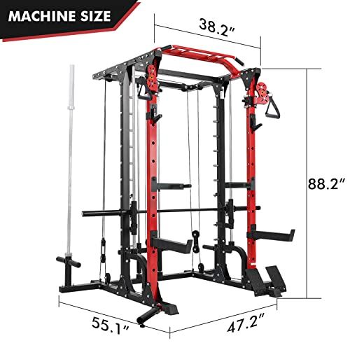 ER KANG Smith Machine, 2400LB Power Cage with Cable Crossover&LAT Pull Down System