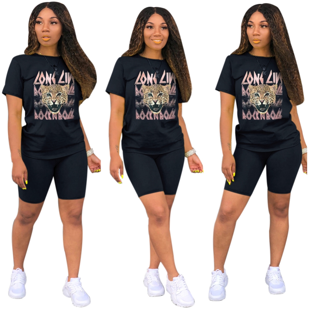 Summer Casual Print Two Piece Short Set