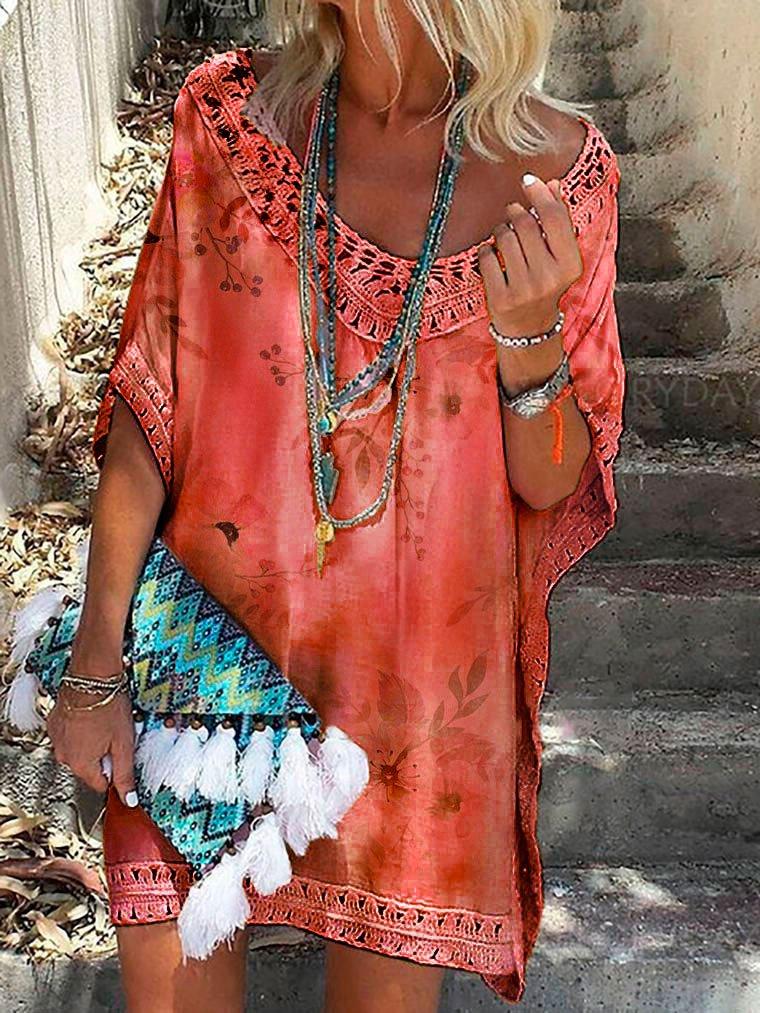 Shift Holiday Half Sleeve Cutout Casual Dresses