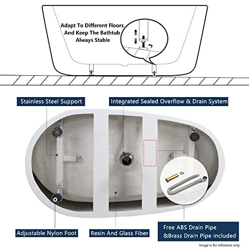 shaped Freestanding Soaking Bathtub, Glossy White, cUPC Certified