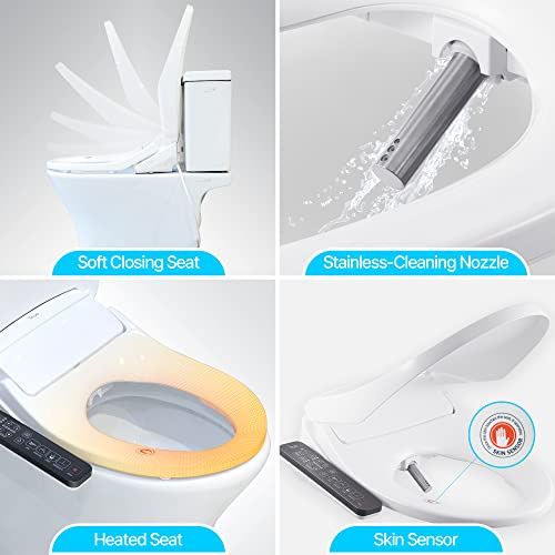 Warm Air Dryer, Smart Touch Panel, Heated Bidet Toilet Seat Elongated