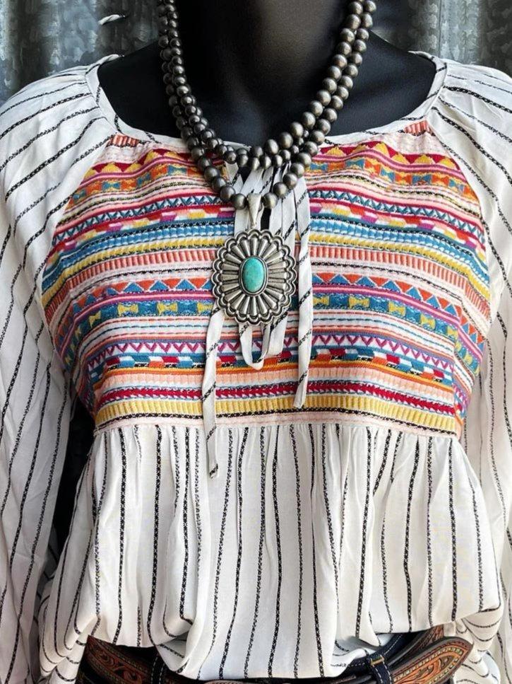 Tribal Casual Crew Neck Shift Shirts & Tops