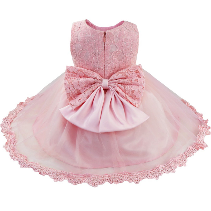 Infant Baptism flower Girl Dresses Children Dress Party Summer Princess Baby Girl Wedding 1 Year Birthday Dress Birthday Big Bow