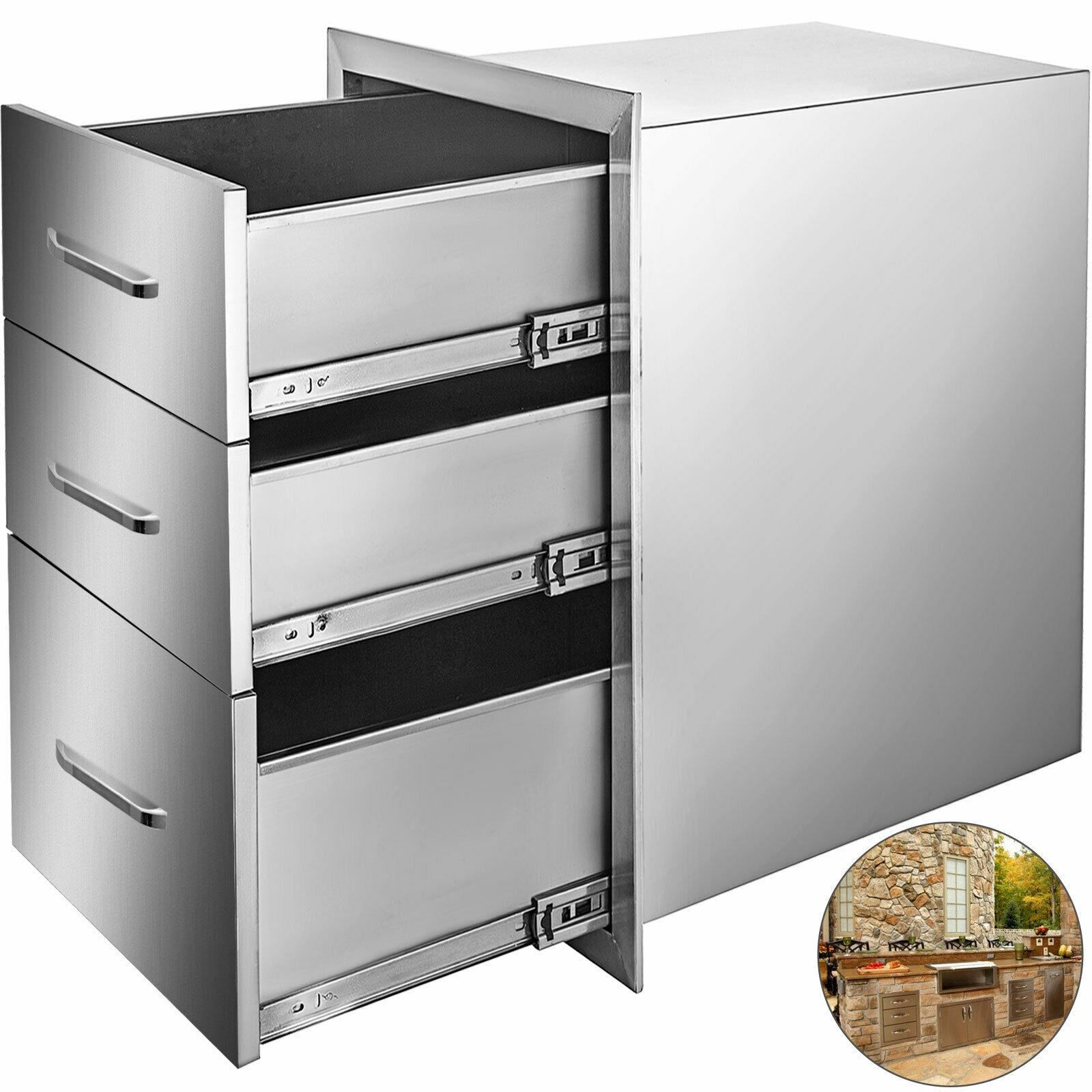 18′′Wx23′′H Outdoor Kitchen Drawers Double Access Storage BBQ Drawer Grill Station