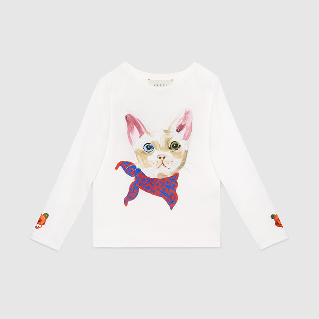 Children's cat and flowers shirt