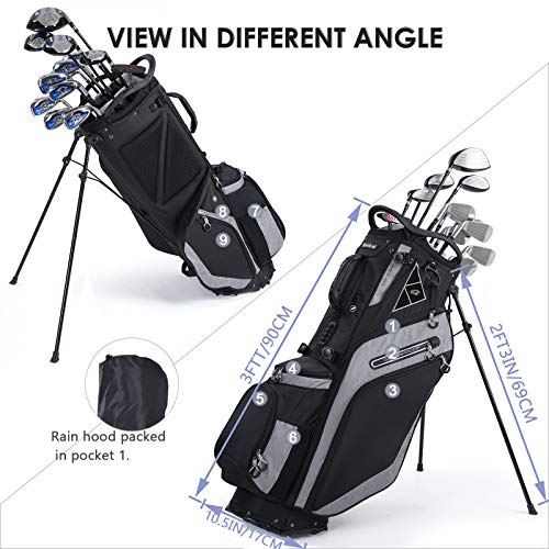 Golf Stand Bag 14 Way Top Dividers Ergonomic with Stand 8 Pockets, Dual Strap