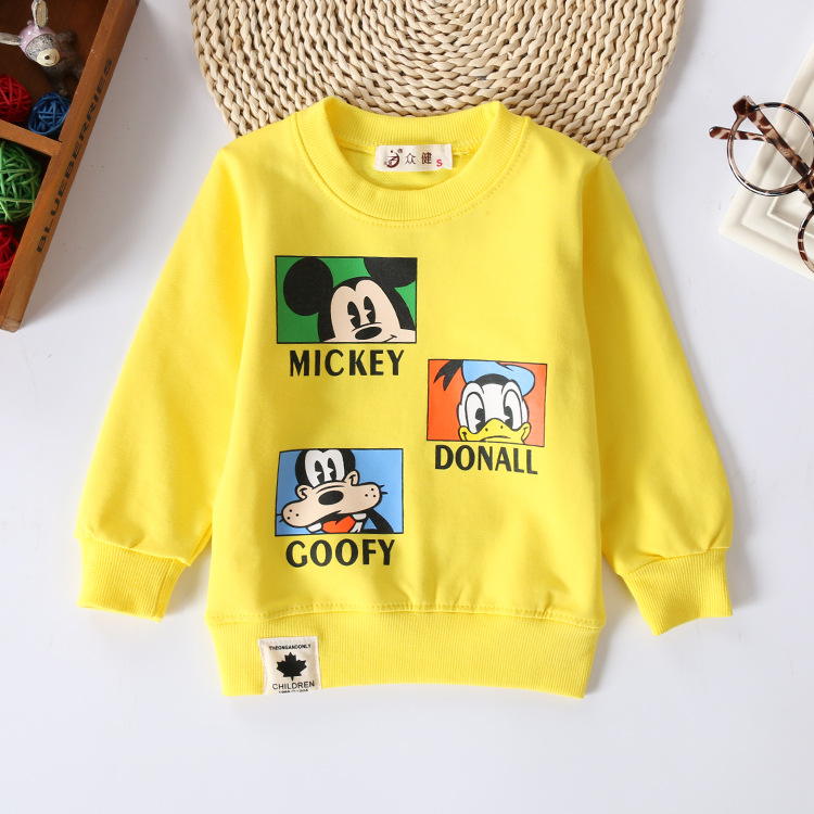 9-24month Boys T-shirt Kids Tees Baby girls T shirts blouse jacket Children sweater Long Sleeve 100% Cotton Mickey cars