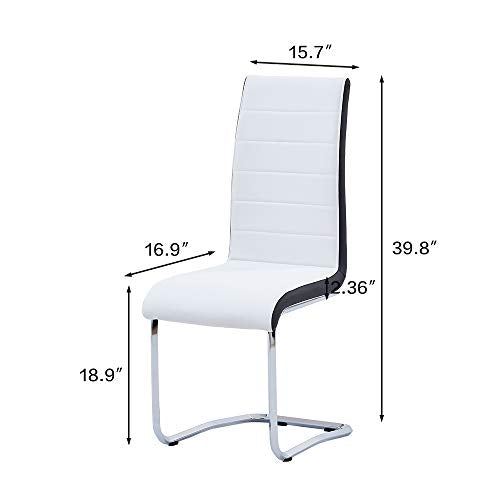 Modern Dining Chairs Set, White Black Side Dining Room Chairs