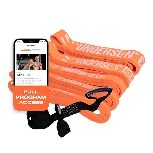Undersun Fitness Home Gym & Exercise Equipment – Muscle Building Workout Program with 5-Band Home Workout- Orange