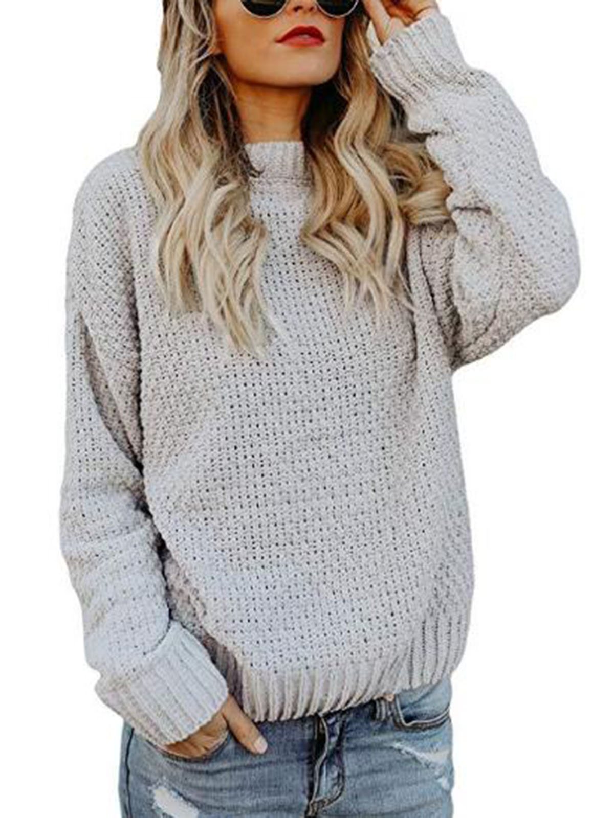 Casual Round Neck Solid Color Sweater