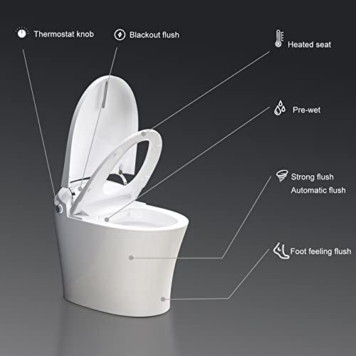 Modern Smart Toilet, Upgraded Self Cleaning One Piece Toilet with Warm