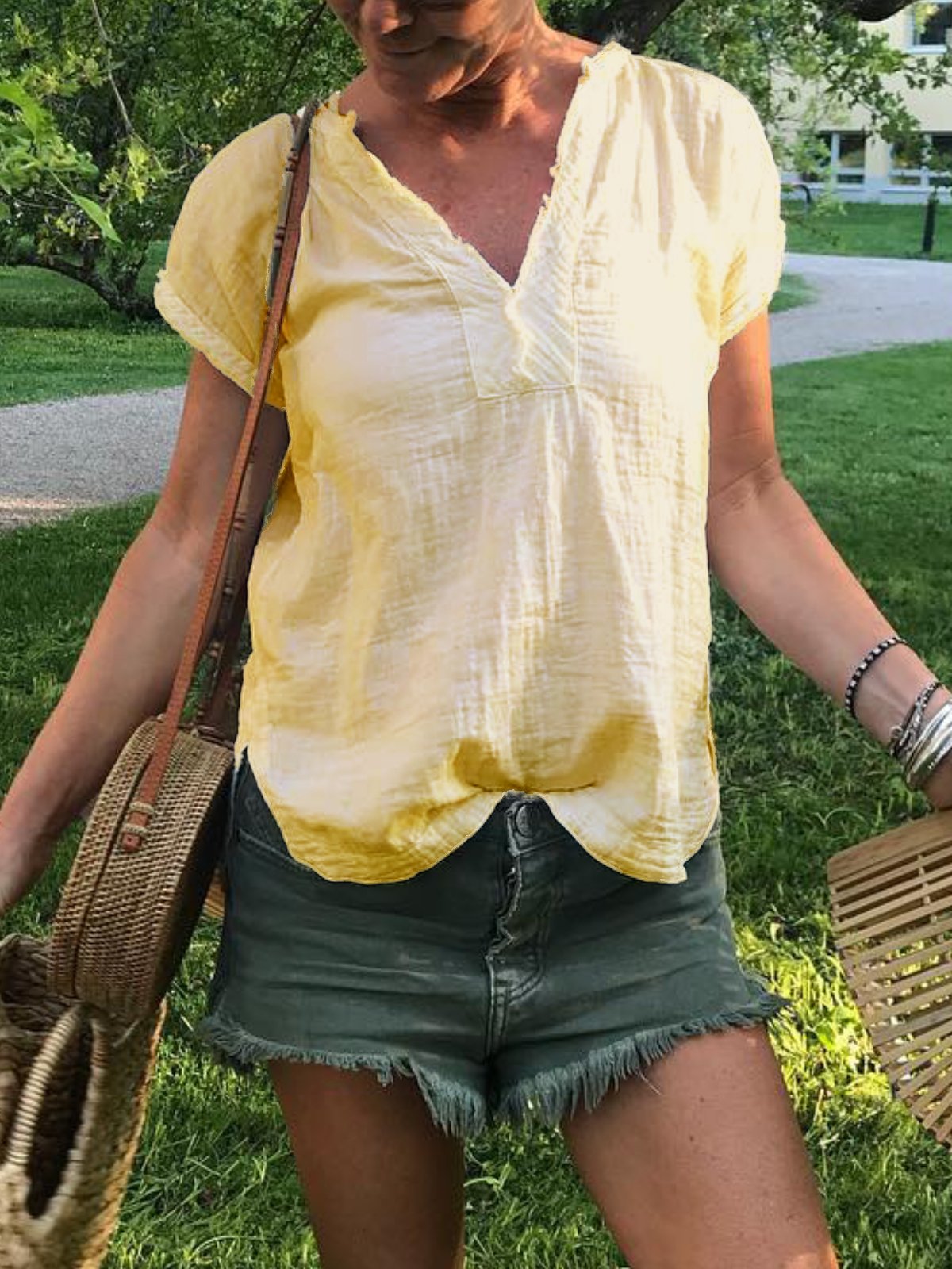 White Short Sleeve Solid Shirts & Tops