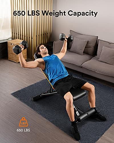 UREVO Weight Bench, Adjustable Weight Bench Strength Training Benches Folding with Leg Extension