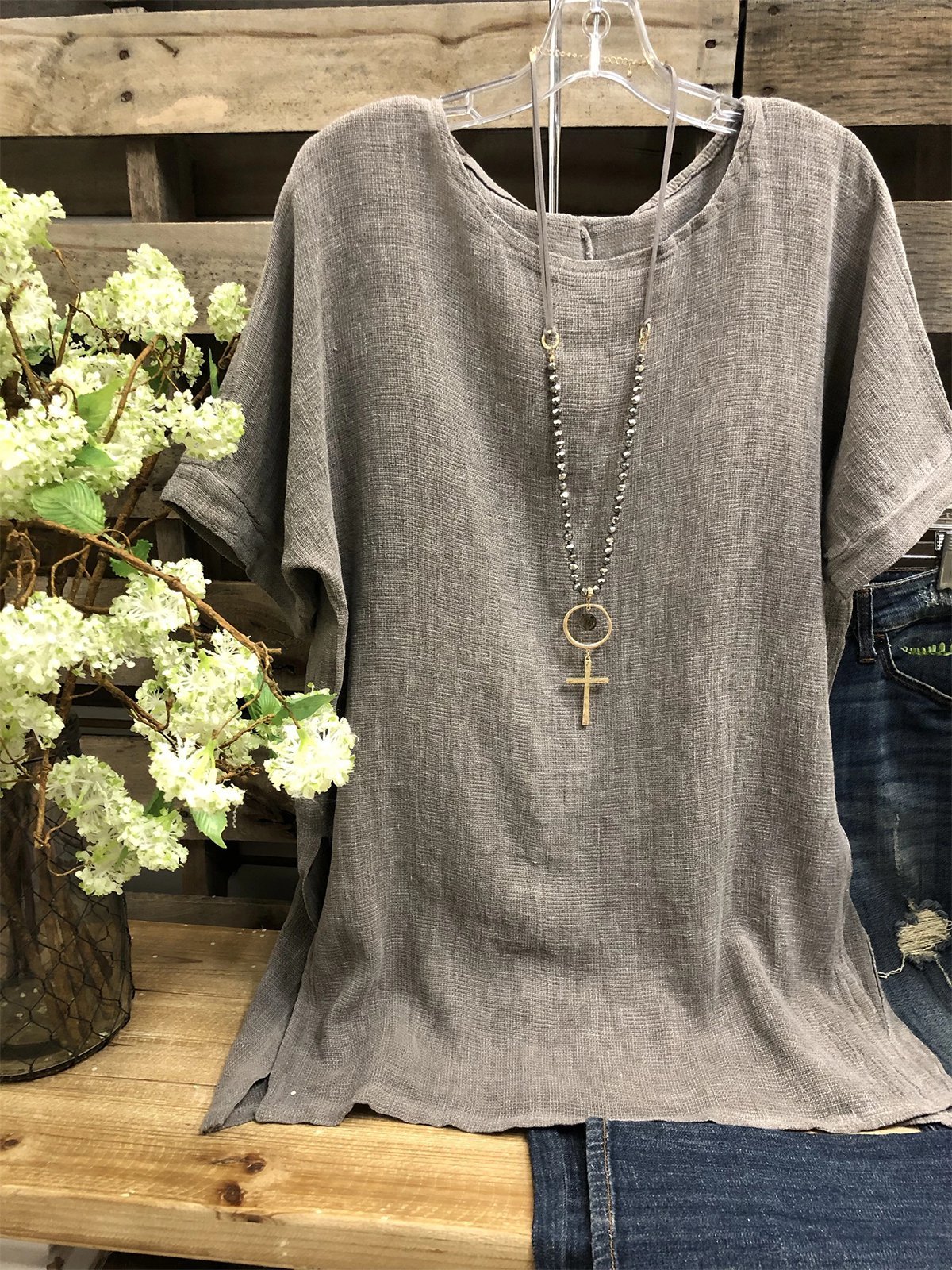 Round Neck Casual Plus Size Short Sleeve Shirts Tops