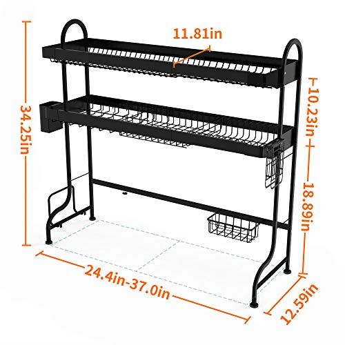 Dish Drying Rack Over Sink Adjustable(24.4���-37���), ULG 3 Tier Stainless Steel