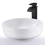Wesliv 16 Inch Bathroom Sink with Overflow Above Counter White Porcelain Ceramic