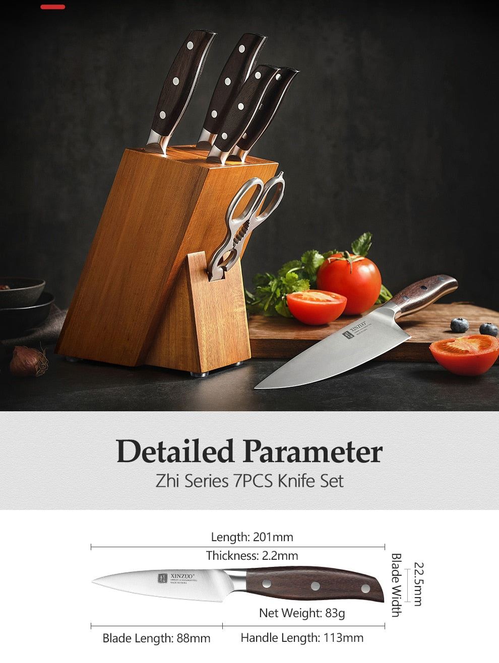 Professional Full 7 PCS Knife Set German 1.4116 Stainless Steel Kitchen Knives Sets Best Kitchen