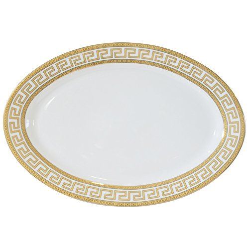 57 piece Dinnerware Dish Serving Set ��Greek Key Gold