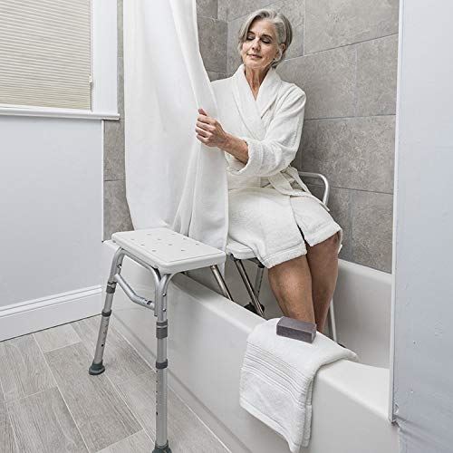 Reversible Hospice Nursing Home Shower Bathtub Transfer Bench with Curtain