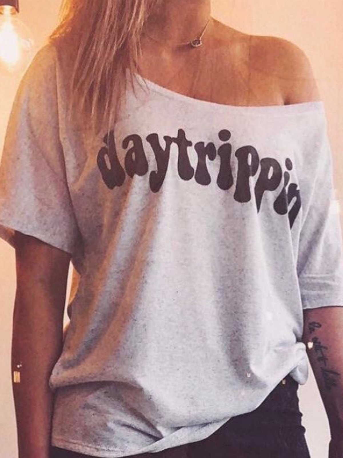 Gray Cotton Short Sleeve Shirts & Tops