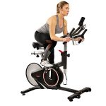 Sunny Health & Fitness Magnetic Rear Belt Drive Indoor Cycling Bike for Home Gym- Black