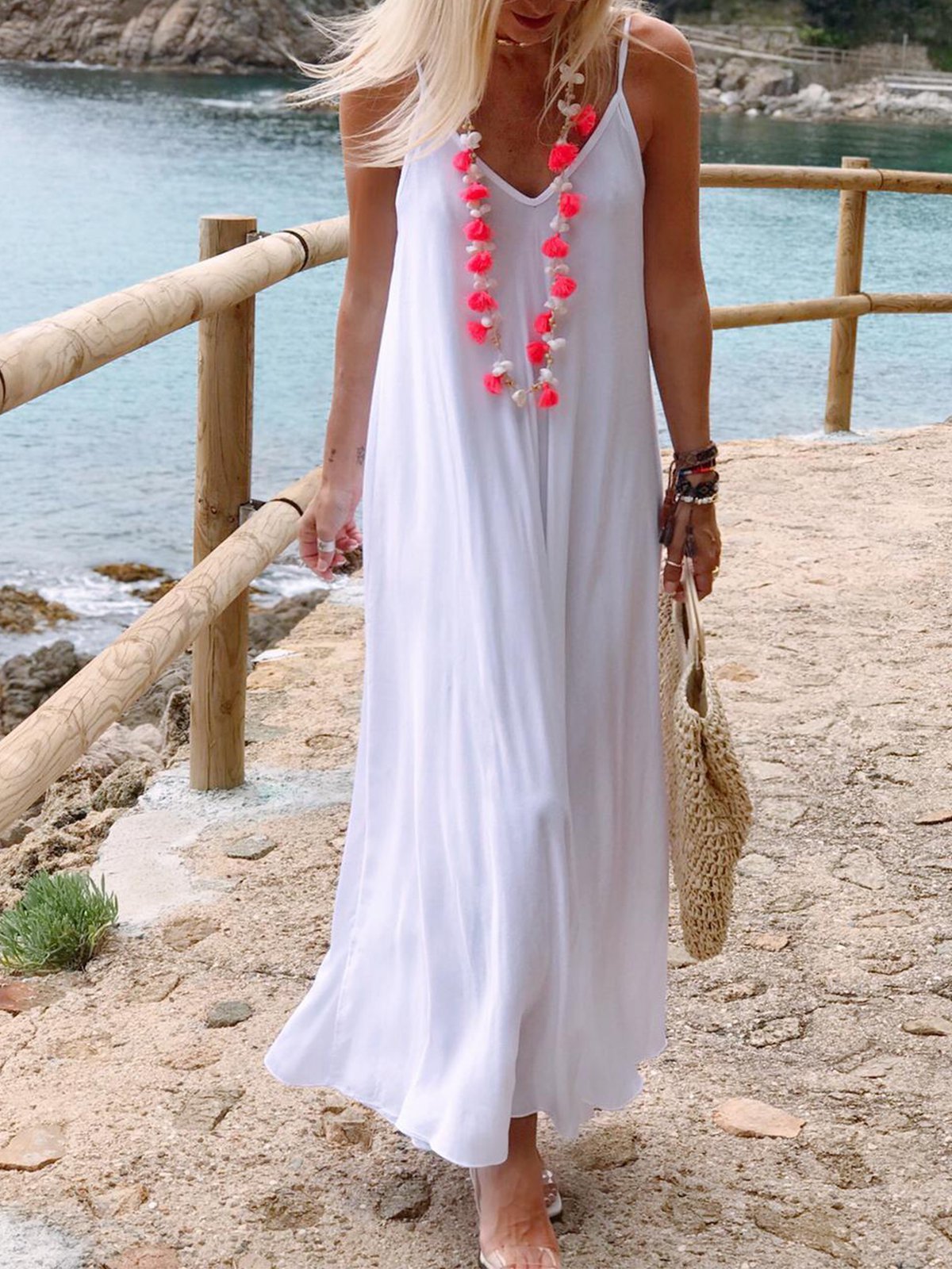 White Cotton Casual Dresses