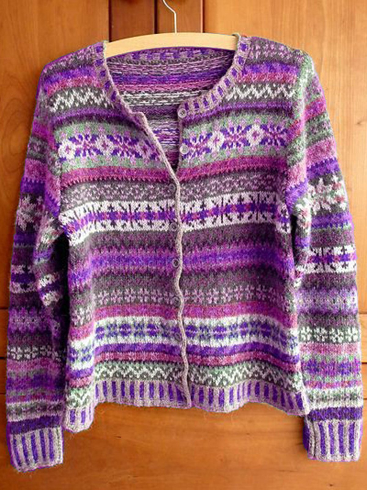 Buttoned Boho Long Sleeve Tribal Cardigan