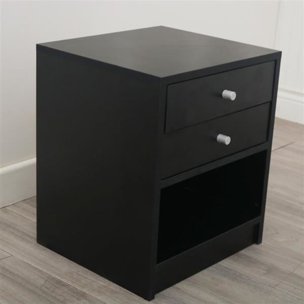 Bedside Cabinet Nightstand Side End Table with Two Round Handle Drawer