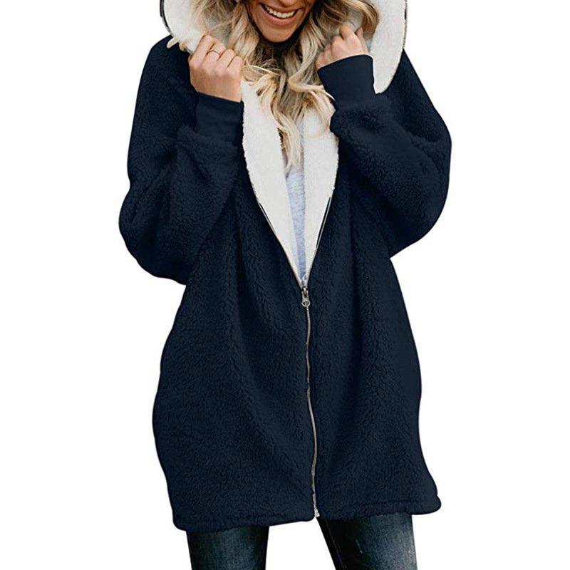 Zipper Solid Sweet Long Sleeve Hoodie & Coat